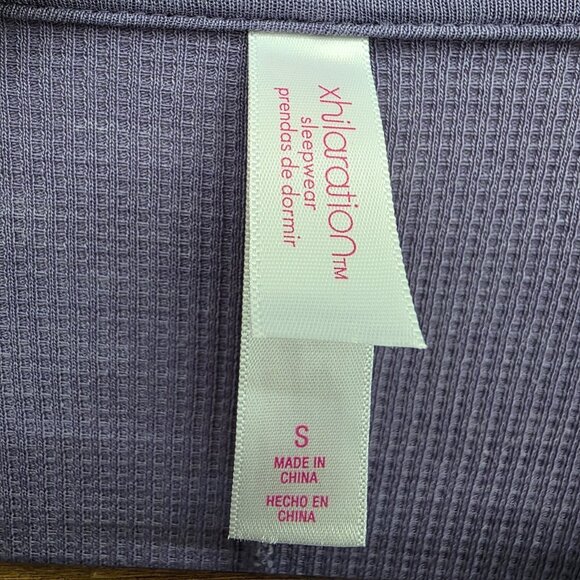 Xhilaration Purple Bell Sleeve Waffle Knit Thermal Pajama Top Shirt Size Small - Picture 8 of 14